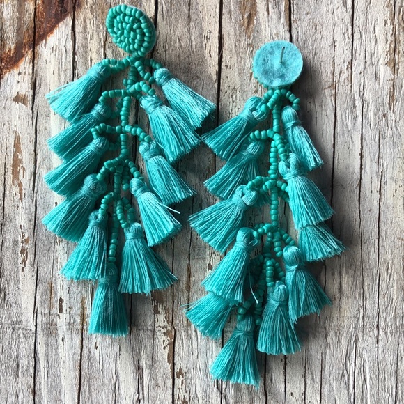 Anita Turquoise Layered Tassel Earrings! - Picture 4 of 5